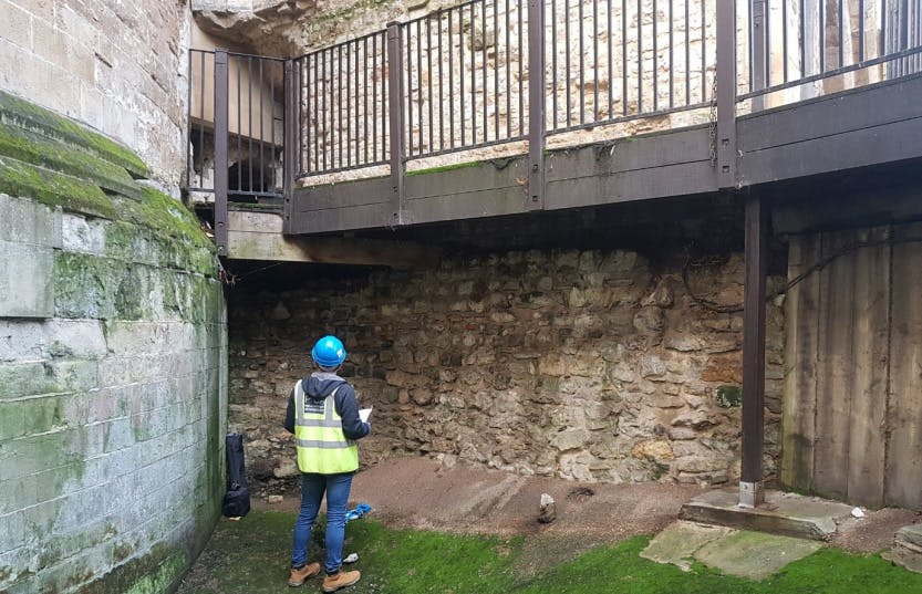 Showing a section of the Wakefield Tower walkways in 2019.