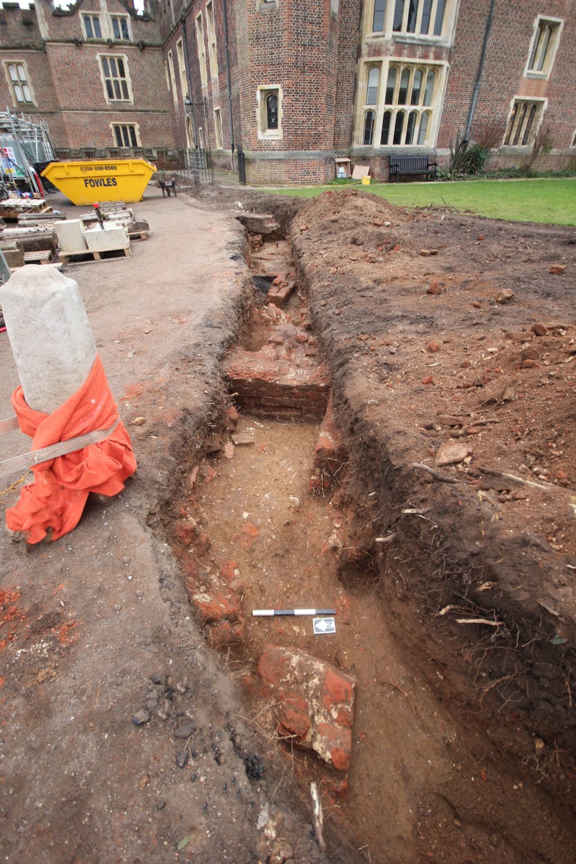 Looking east towards the palace, part-way through the excavation. West front excavations, 2019