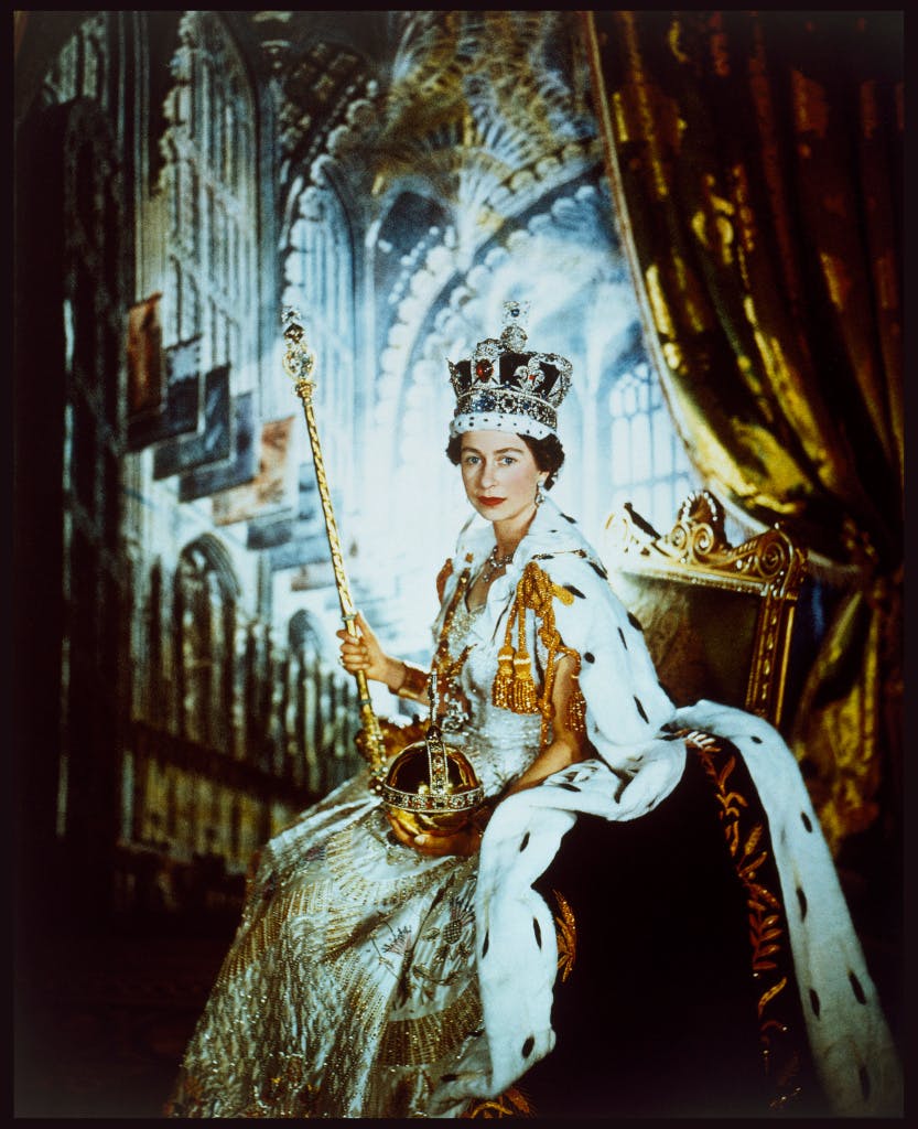 Queen Elizabeth II (b1926) in Coronation Robes, photo Cecil Beaton (1904-80)  @ Victoria and Albert Museum, London