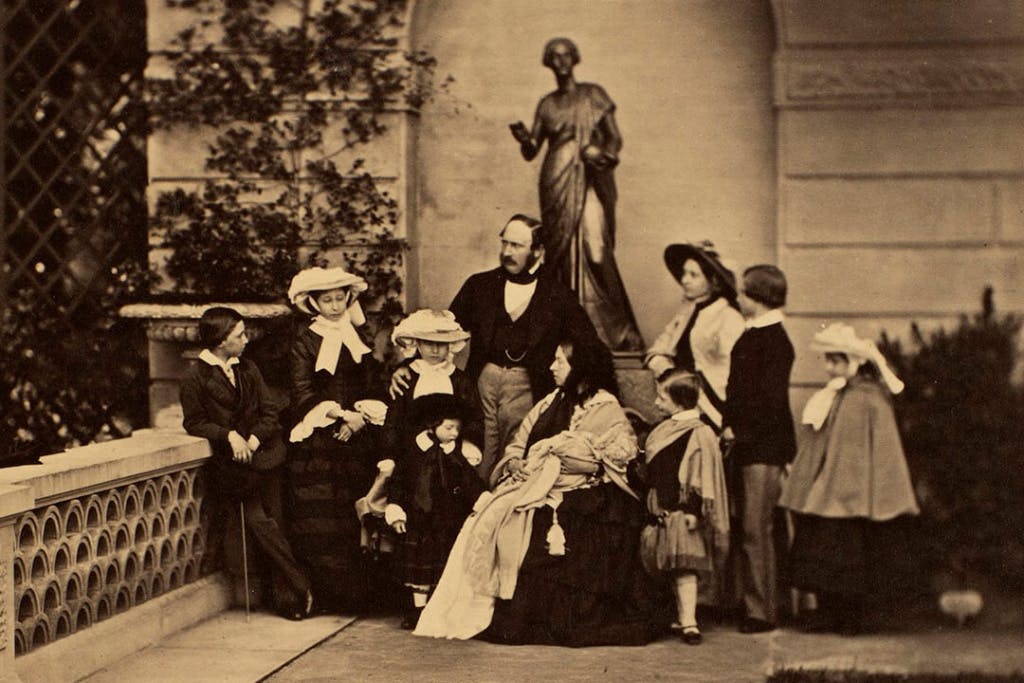 Photograph of The Royal Family, including Queen Victoria and Albert, on the terrace at Osborne.