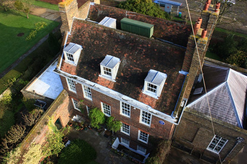 An aerial view looking down on Wilderness House, 27th March 2014.