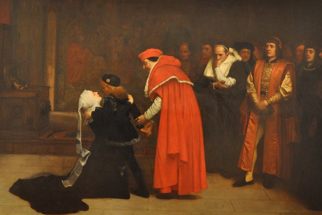 Painting depicting Elizabeth Woodville surrenders the Duke of York to the Tower