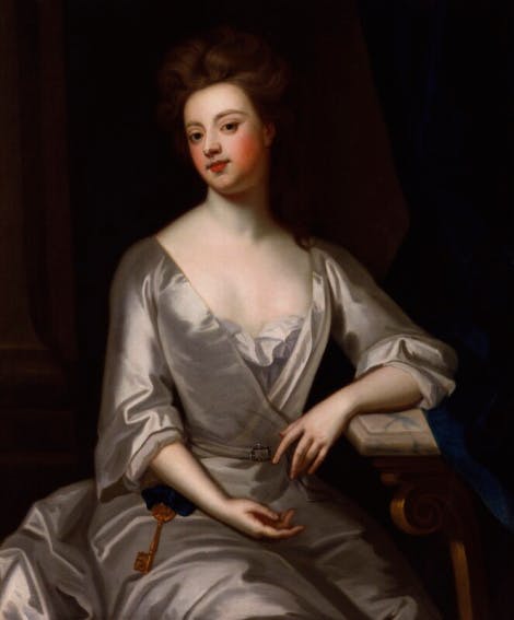 Sarah Churchill (née Jenyns (Jennings)), Duchess of Marlborough
after Sir Godfrey Kneller, Bt
oil on canvas, circa 1702, based on a work of circa 1702
41 1/2 in. x 35 in. (1054 mm x 889 mm) overall
Purchased, 1948