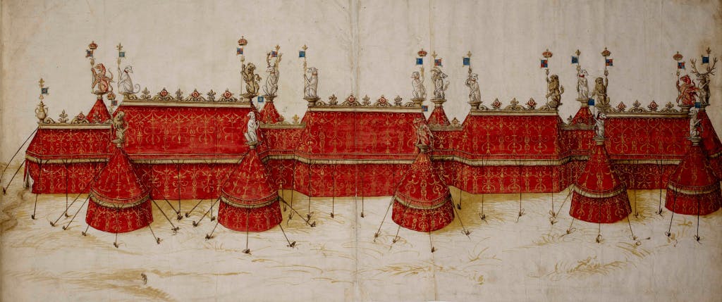 Illustration showing the tent design for the Field of Cloth of Gold.