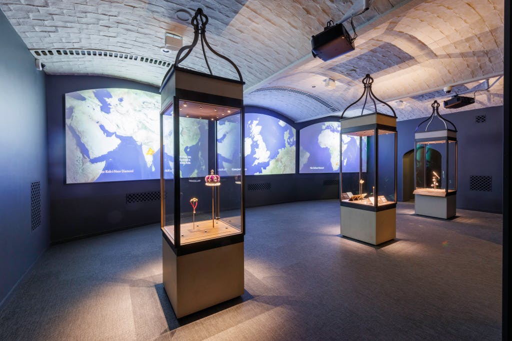 The New Jewel House exhibition, showing a general view of Room 2 - Origins (c).