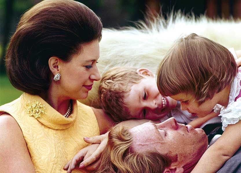 Princess Margaret, looking at her husband Antony Armstrong-Jones and their two children Sarah and David.