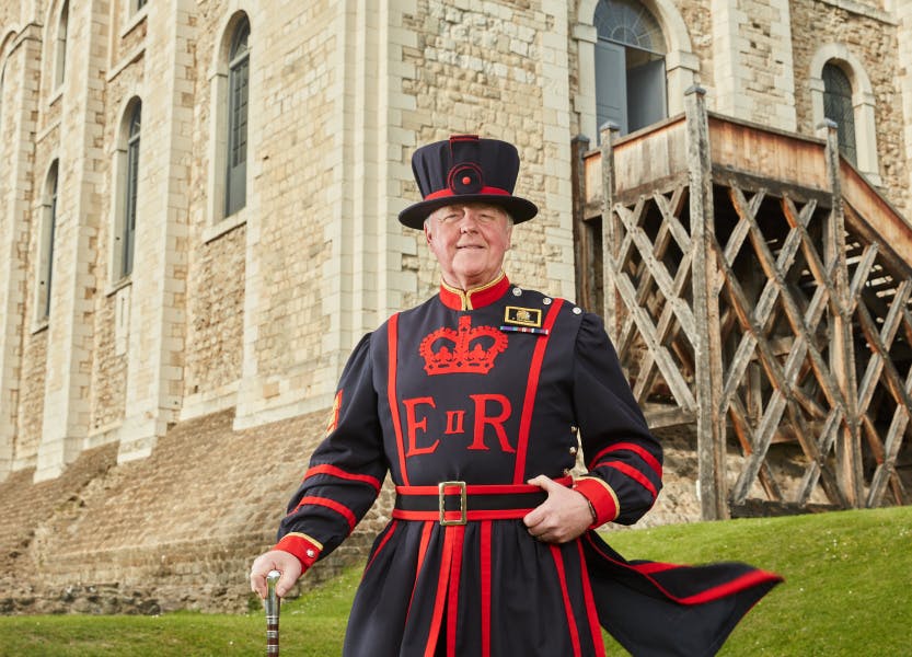 Pete McGowran, Chief Yeoman Warder, shown inside the Tower of London.