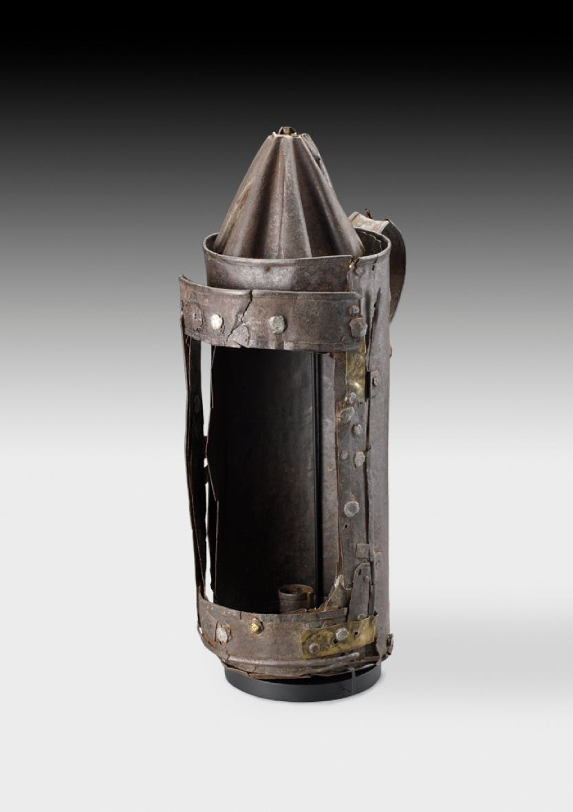 An iron and horn lantern that is said to have been owned by Guy Fawkes.