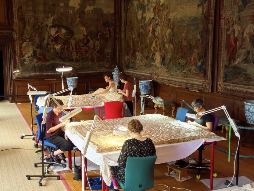 Conservation of the mattresses on Queen Caroline's State Bed.