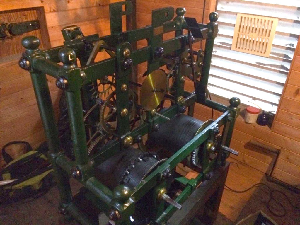 Interior of Hillsborough's Courthouse clock tower- showing mechanisms.