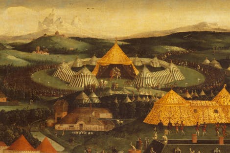 The Field of the Cloth of Gold depicting the meeting between Henry VIII and Francis I in 1520.