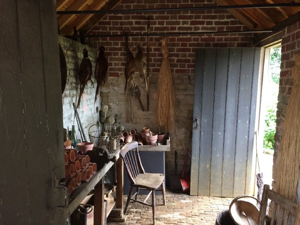 Inside the shed in the kitchen garden at Kew.